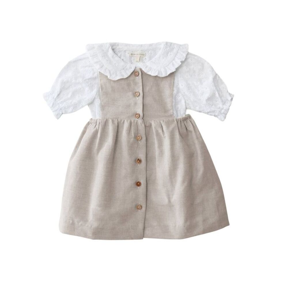 Grey Elephant Girls  Valentina Linen-Blend Set, Multicolor